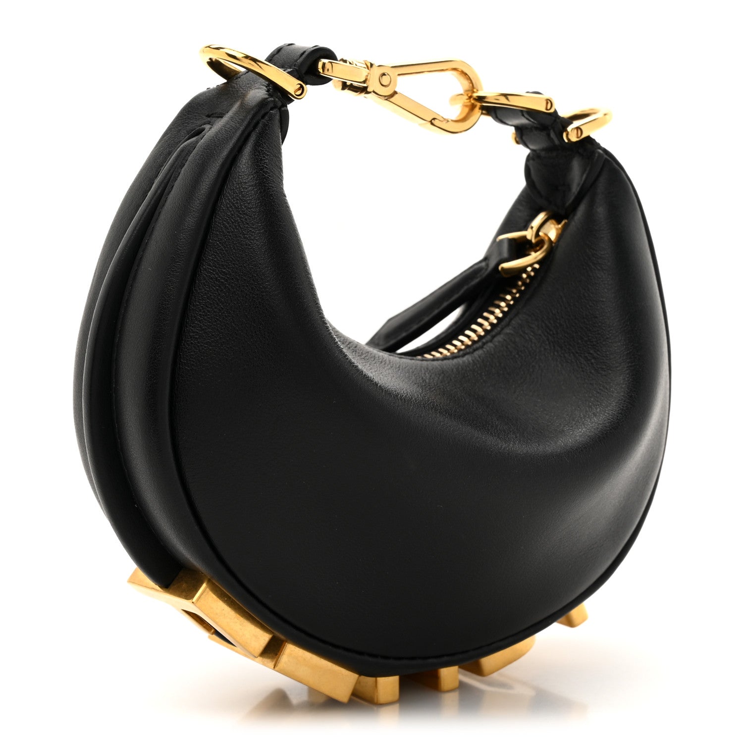 Fendi Vitello Grace Matte Nano Fendigraphy Hobo Charm Black 3 of 11