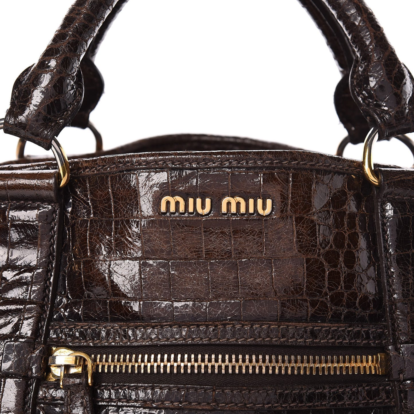 Calfskin Crocodile Embossed St Cocco Shopping Tote Brown