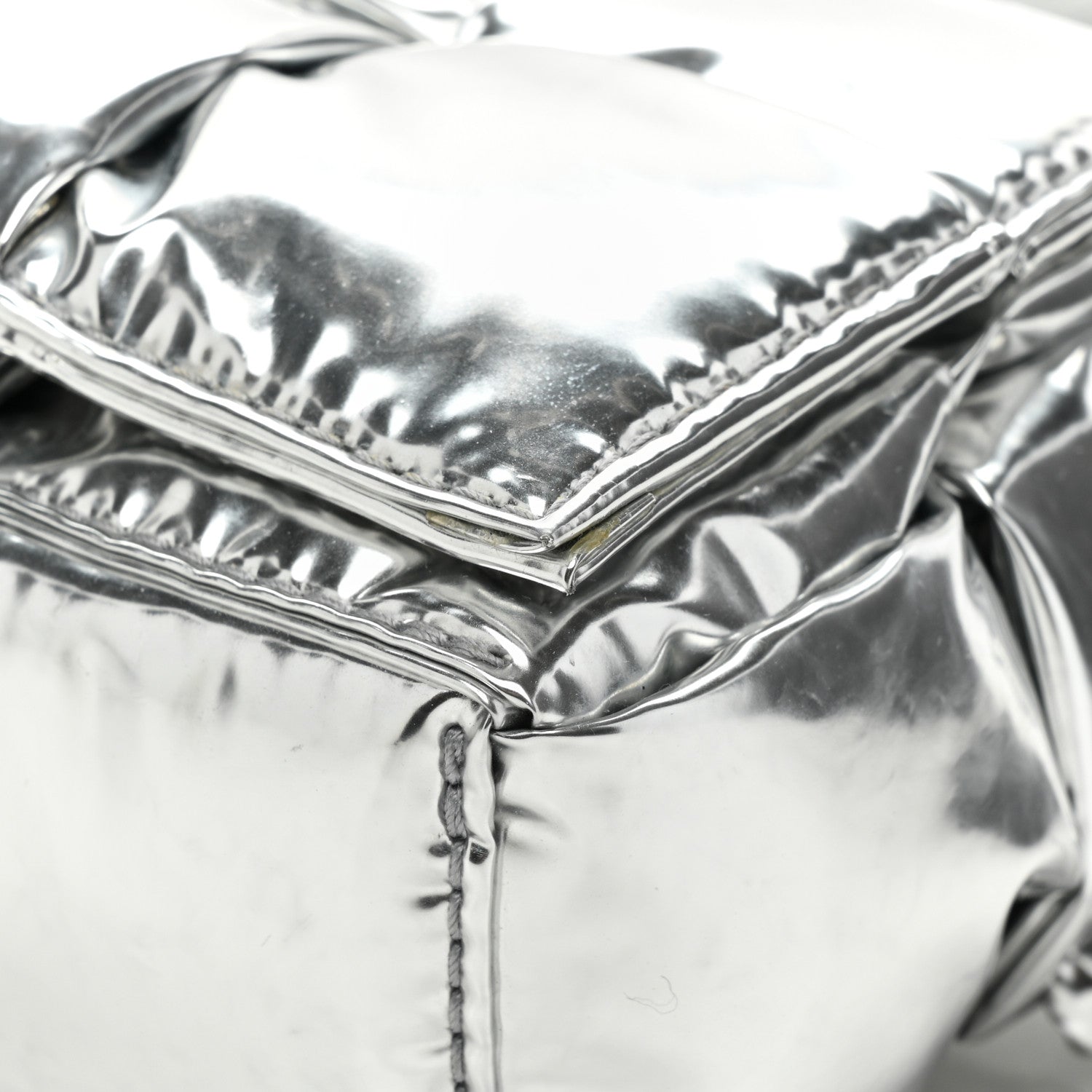 Bottega Veneta Metallic Lambskin Maxi Intrecciato Padded The Belt Cassette Bag Silver 11 of 13