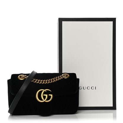 Gucci Velvet Matelasse Mini GG Marmont Shoulder Bag Black 14 of 14