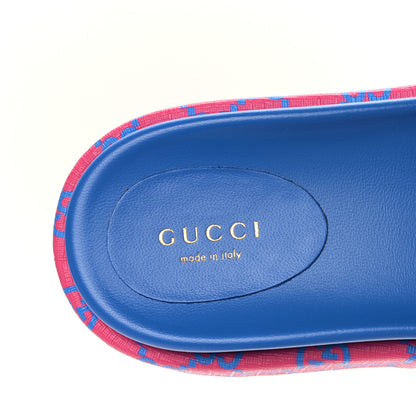 Gucci GG Supreme Joy Monogram Angelina Platform Slide Sandals 38 Fuxia Blue 7 of 9