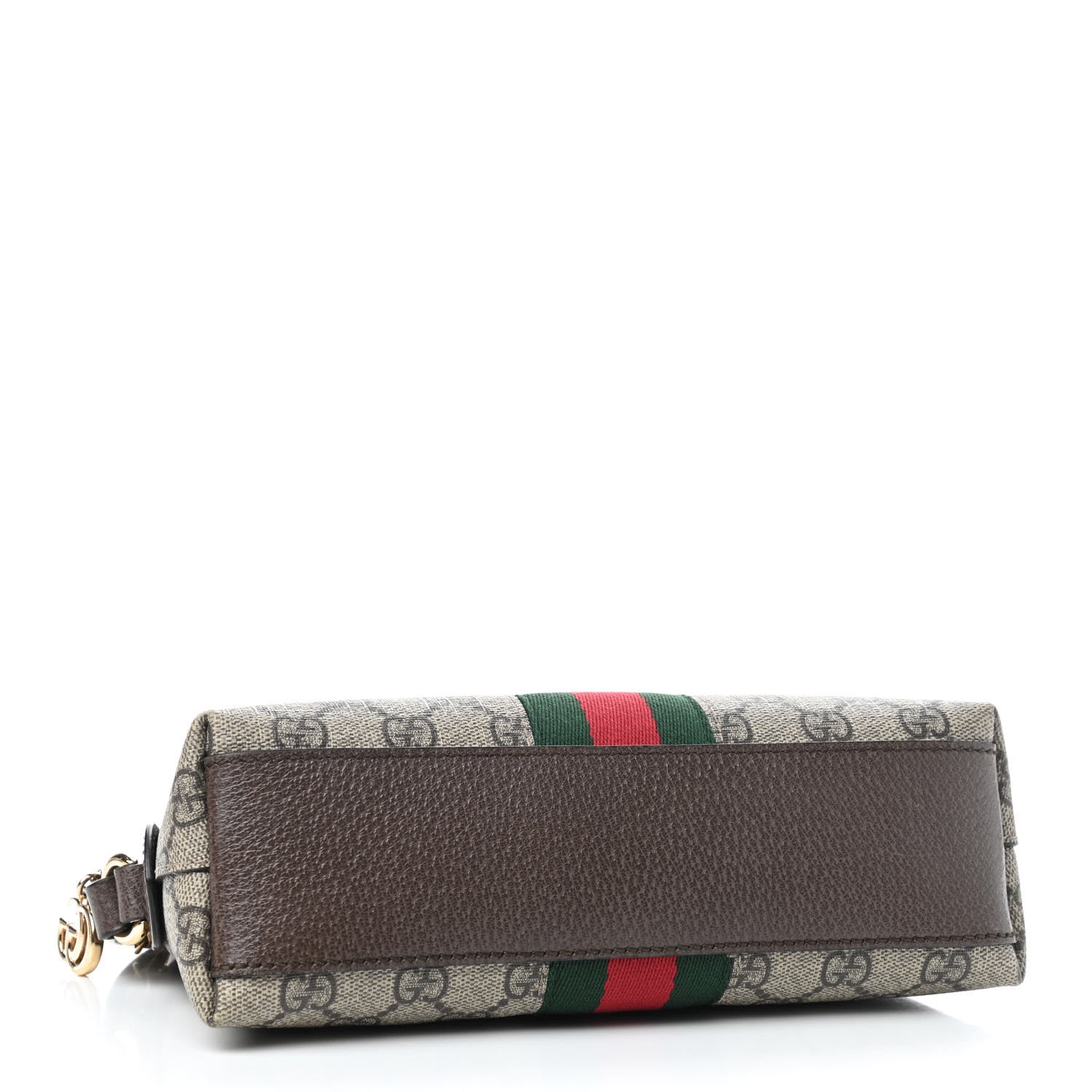 Gucci GG Supreme Monogram Textured Dollar Calfskin Web Small Ophidia Dome Shoulder Bag Beige Ebony New Acero 4 of 9