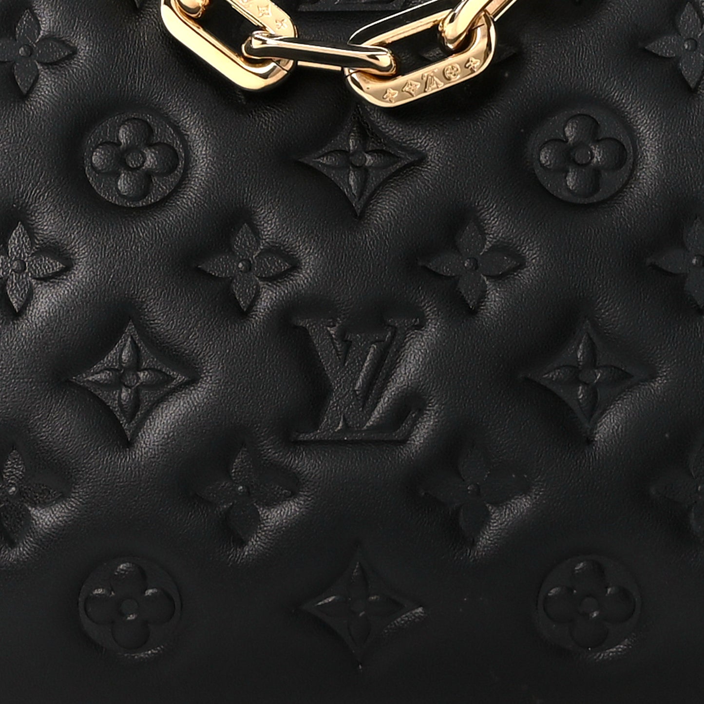 Lambskin Embossed Monogram Coussin PM Black