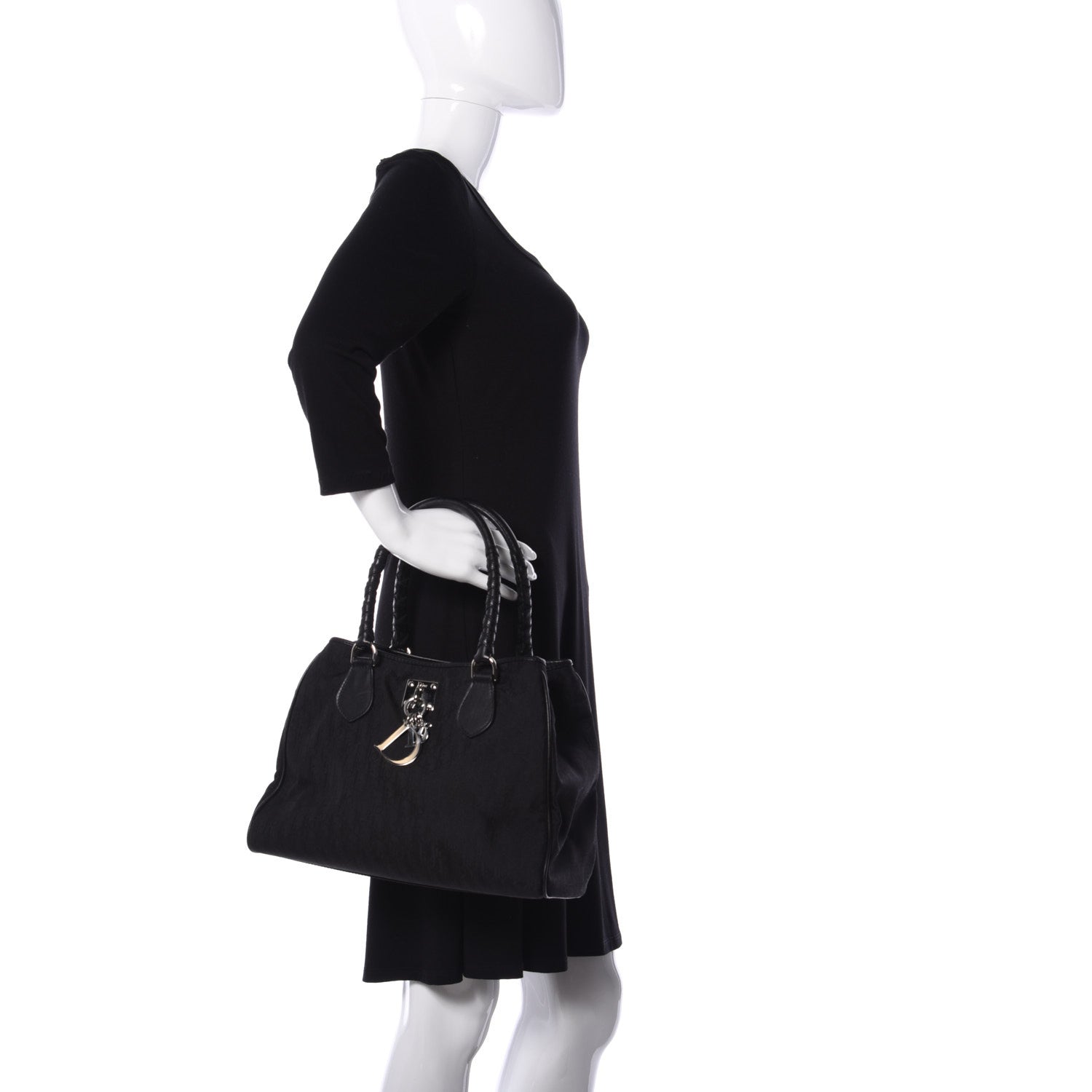 Christian Dior Nylon Monogram Small Lovely Tote Black 2 of 9