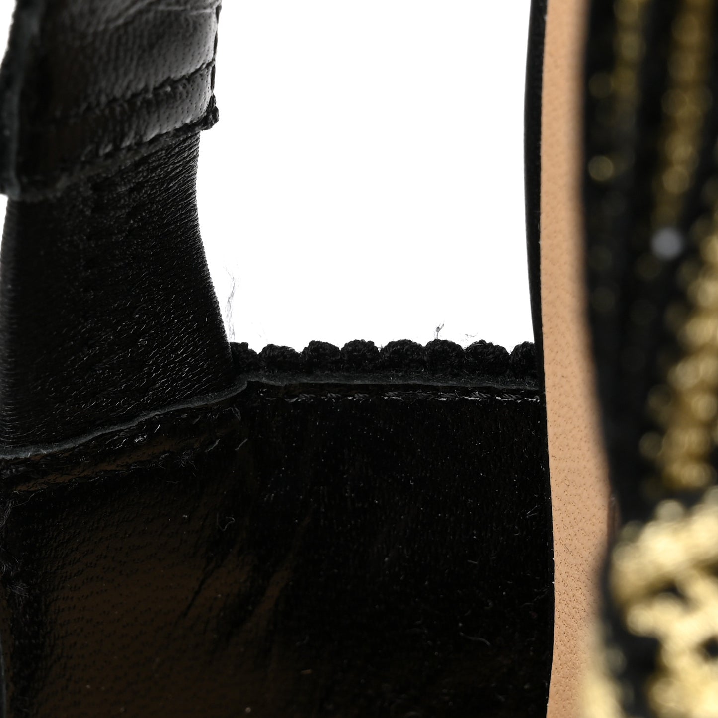 Lurex Ribbon Embroidered J'Adior Slingback 100mm Pumps 37 Black Gold