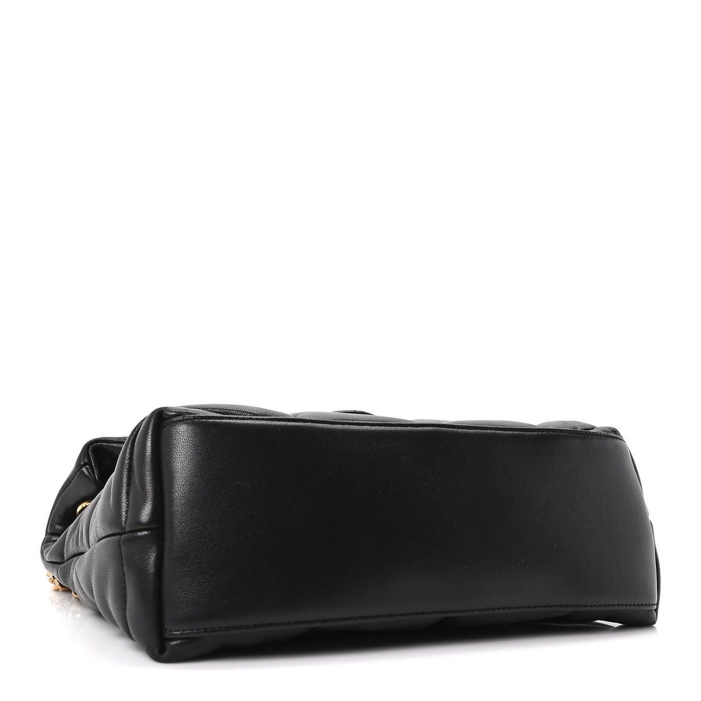 Lambskin Quilted Small Loulou Puffer Monogram Chain Satchel Black
