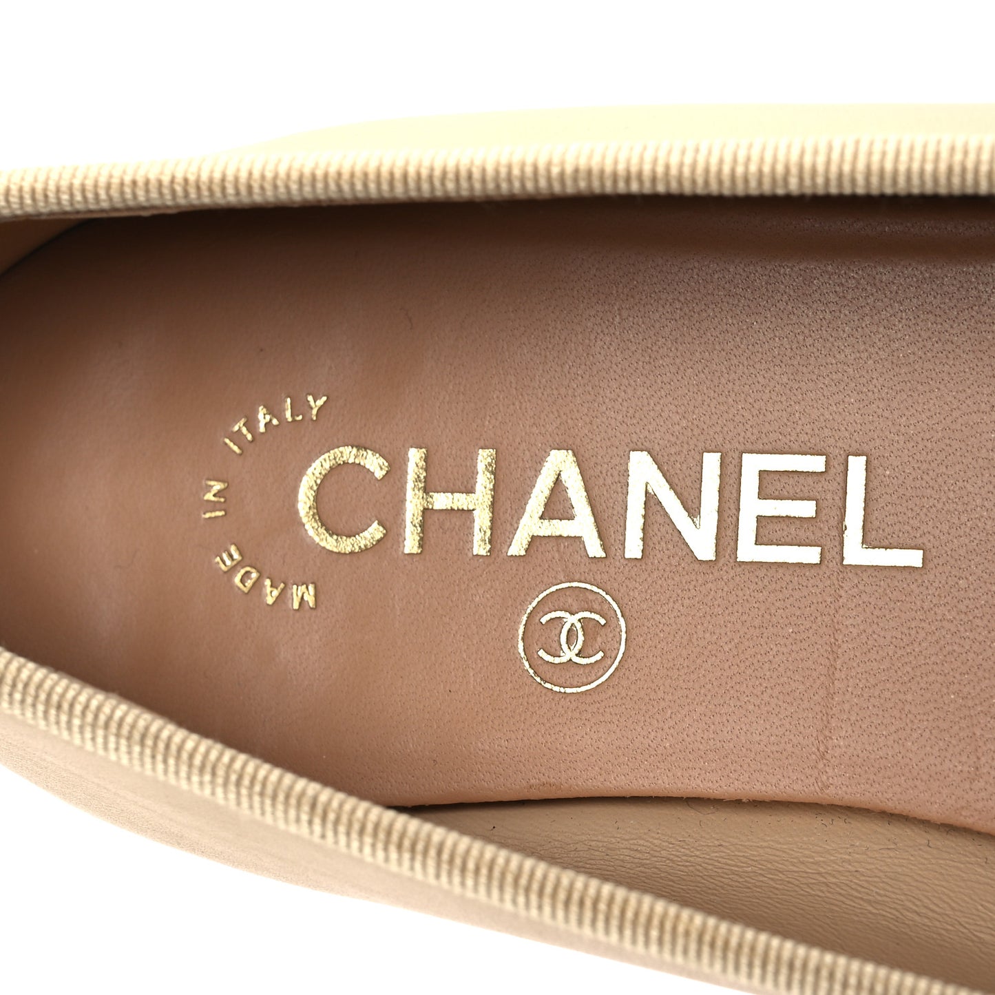 Lambskin Cap Toe CC Ballerina Flats 37.5 Beige Light Beige