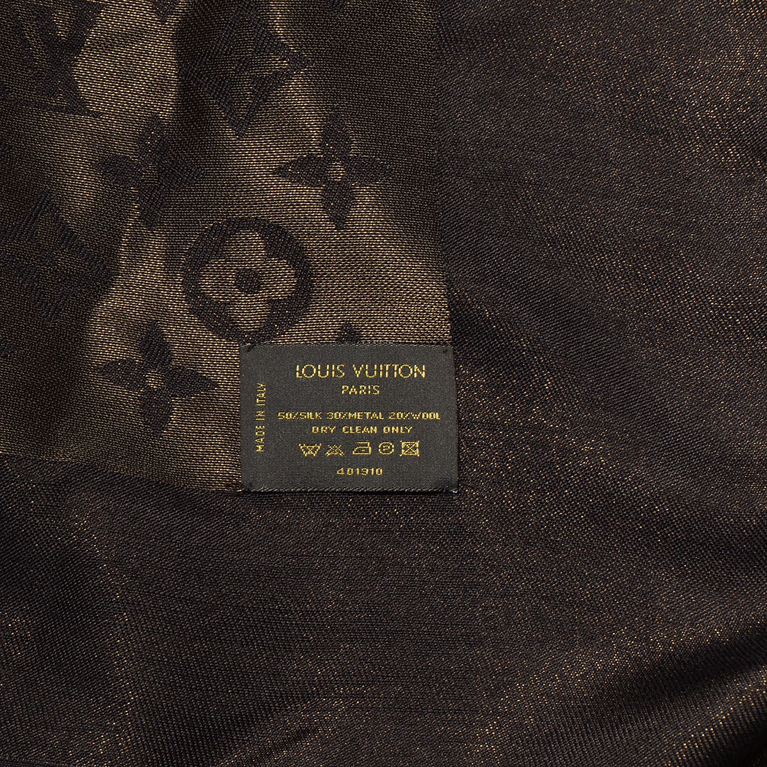 Louis Vuitton Silk Lurex Wool Monogram Shine Shawl Brown 5 of 5