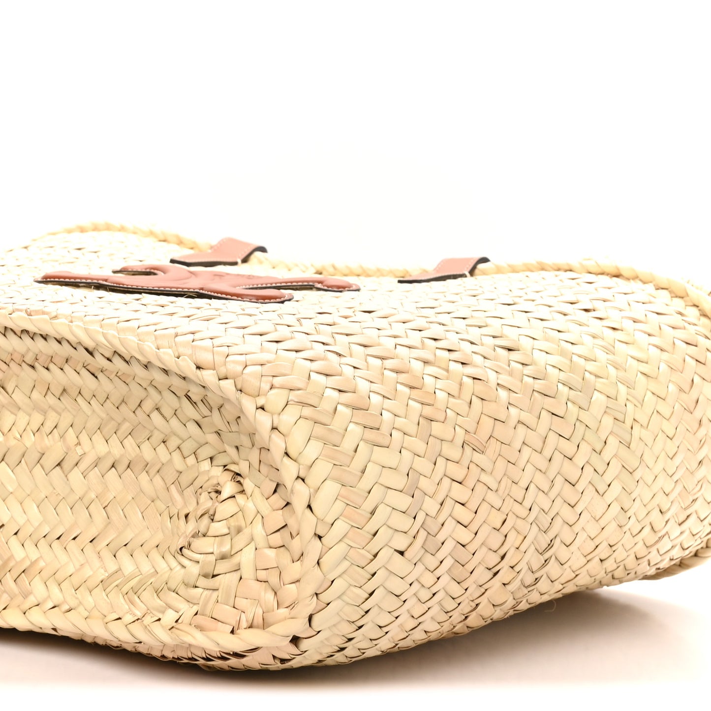 Raffia Calfskin Triomphe Medium Panier Tan