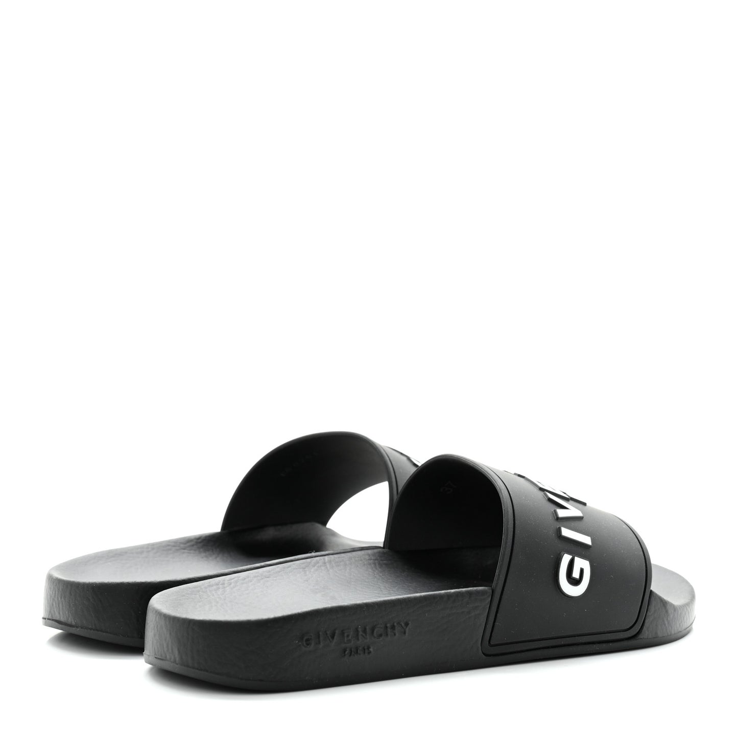 Rubber Logo Pool Slide Sandals 37 Black