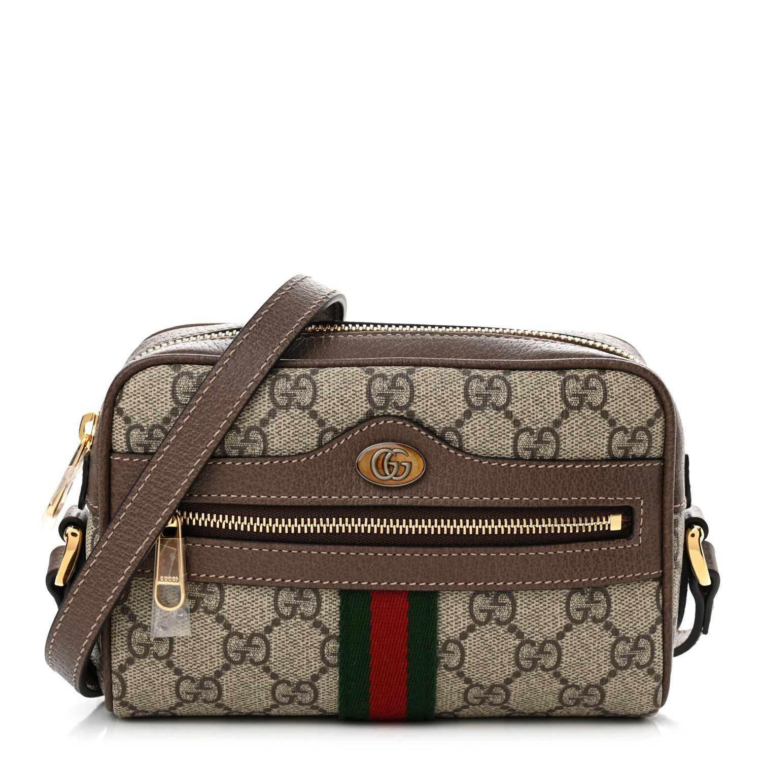 Gucci GG Supreme Monogram Web Mini Ophidia Shoulder Bag Brown 1 of 11