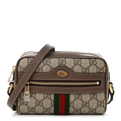Gucci GG Supreme Monogram Web Mini Ophidia Shoulder Bag Brown 1 of 11