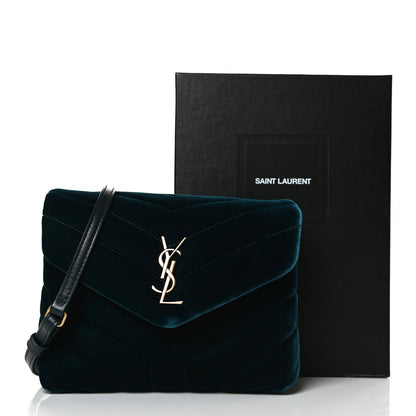 Saint Laurent Velvet Y Quilted Monogram Toy Loulou Crossbody Bag Dark Ottanio 31 of 31