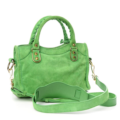 Balenciaga Baby Daim Suede Gold Metallic Edge Hardware Mini City Vert Fluo 3 of 10