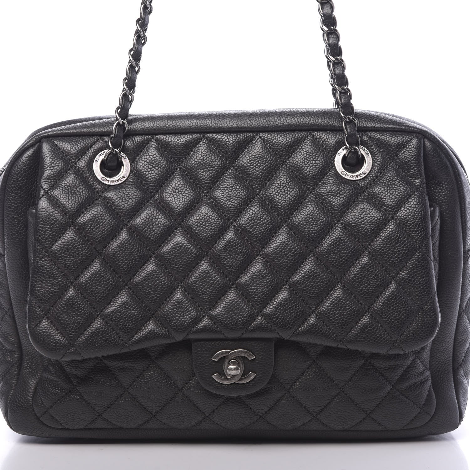 Chanel Caviar Quilted Travel Flap Tote Black 10 of 11