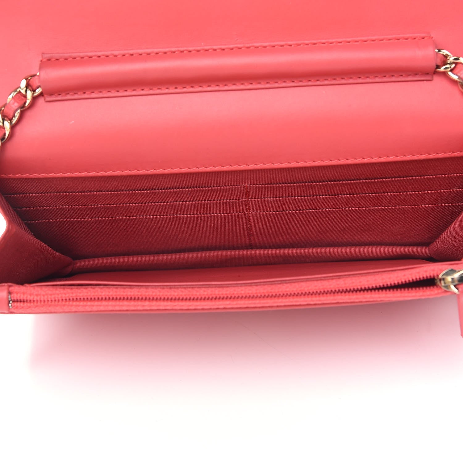 Chanel Caviar Timeless CC Wallet On Chain WOC Coral 5 of 9