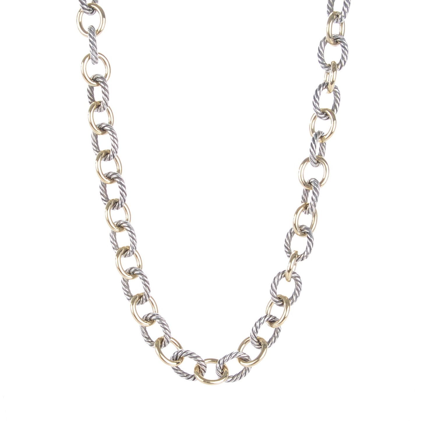 Sterling Silver 18k Gold Large Oval Link Necklace