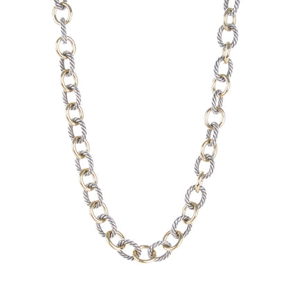 David Yurman Sterling Silver 18k Gold Large Oval Link Necklace 1 of 5