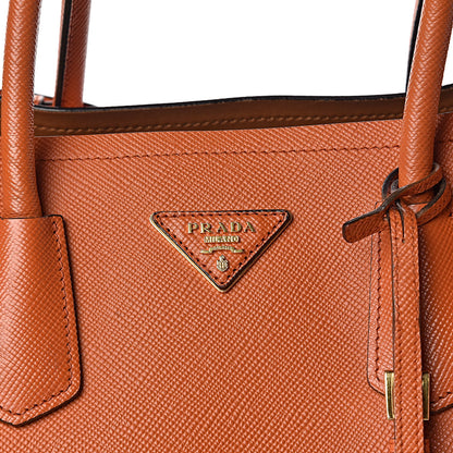Prada Saffiano Cuir Medium Double Bag Papaya 9 of 11