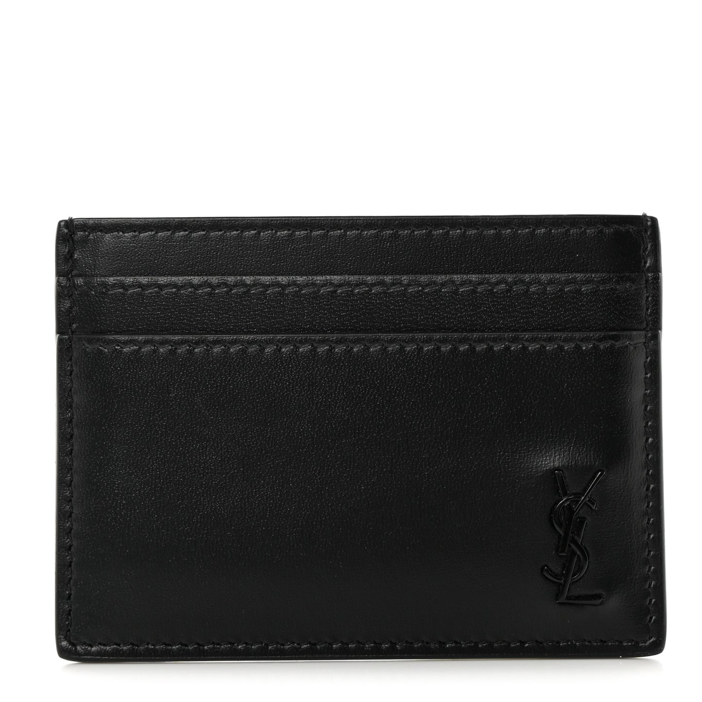 Calfskin Tiny Cassandre Credit Card Case Black