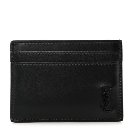 Saint Laurent Calfskin Tiny Cassandre Credit Card Case Black 1 of 7