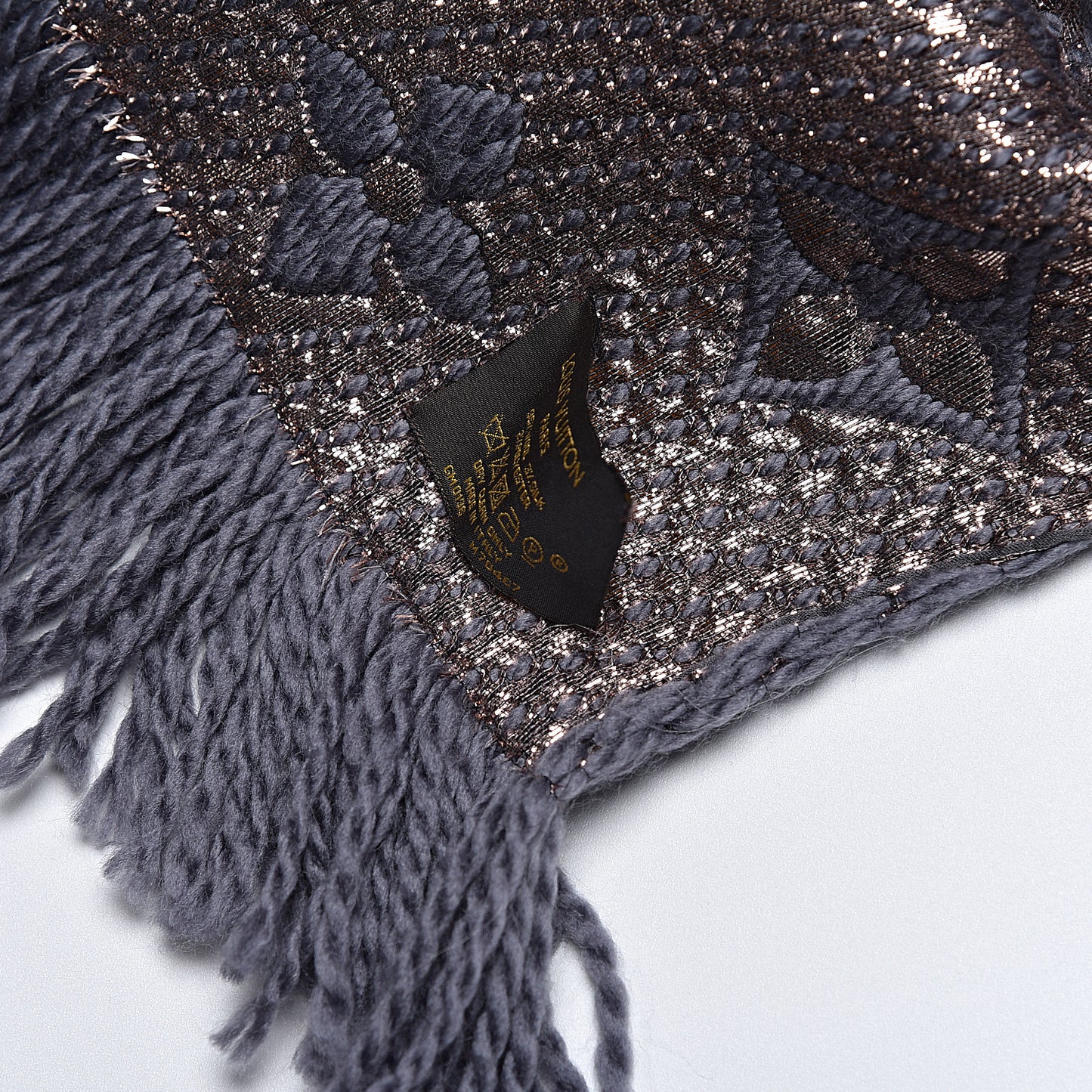Wool Silk Logomania Shine Scarf Gris