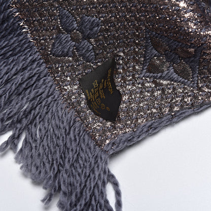 Louis Vuitton Wool Silk Logomania Shine Scarf Gris 4 of 5