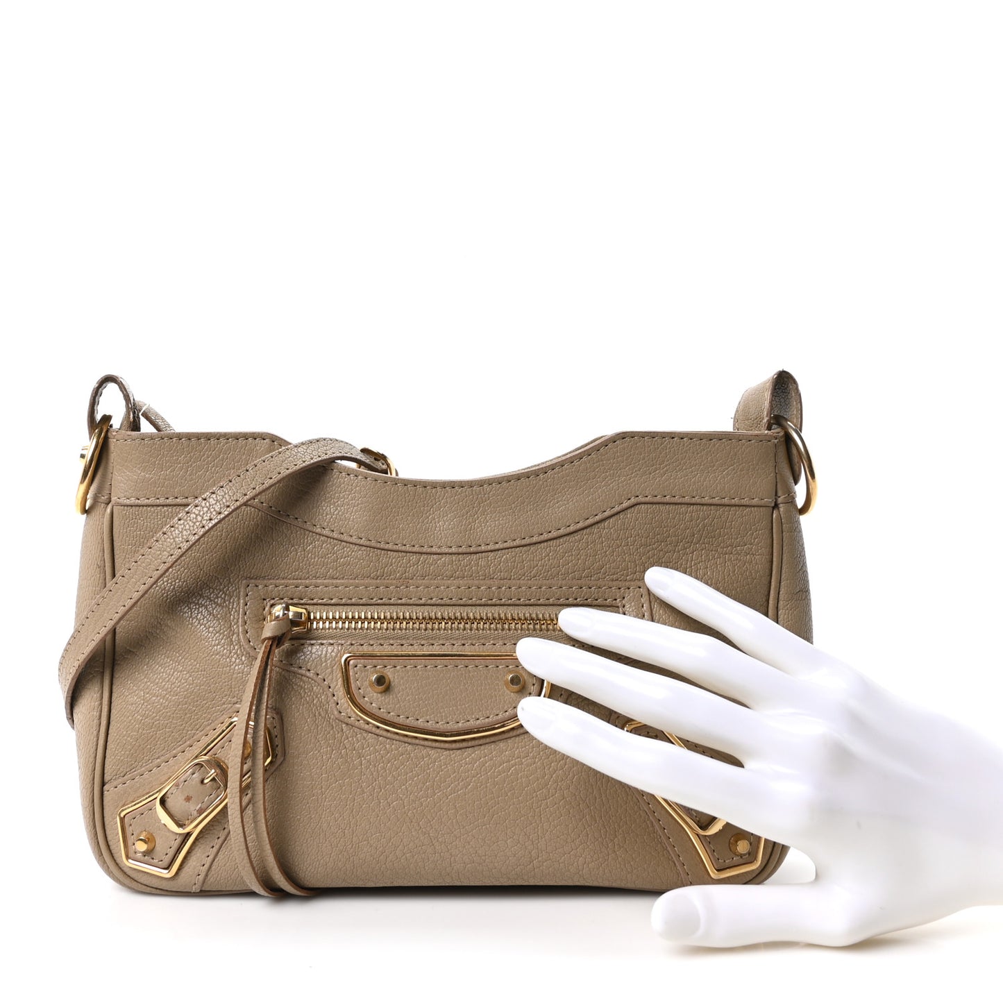 Chevre Gold Metallic Edge Hardware Hip Beige Latte