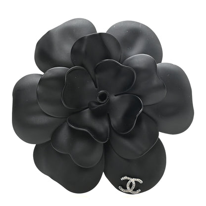 Chanel Metal CC Camellia Brooch Pin Black 1 of 4