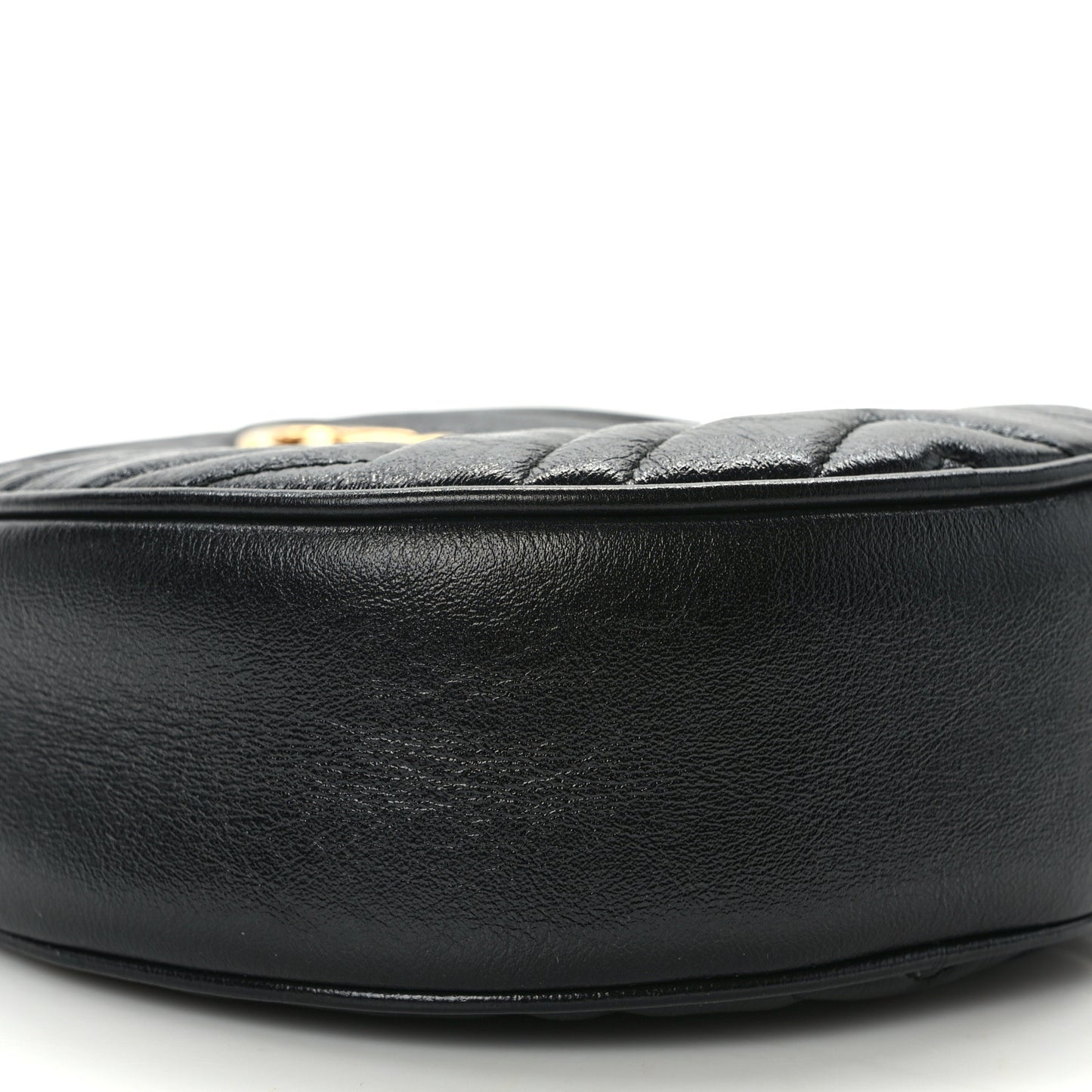 Azalea Calfskin Matelasse Heart Mini GG Marmont Round Shoulder Bag Black