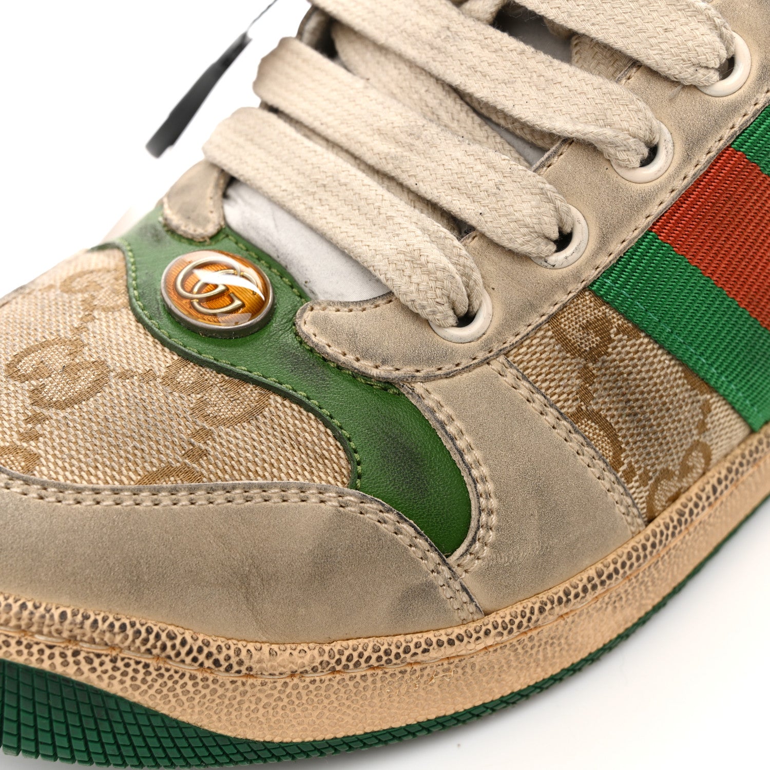 Gucci GG Monogram Nubuck Web Womens Screener Sneakers 39 New Sand Dusty Milk Vintage Green 38 New Sand Dusty Milk Vintage Green 36 of 39