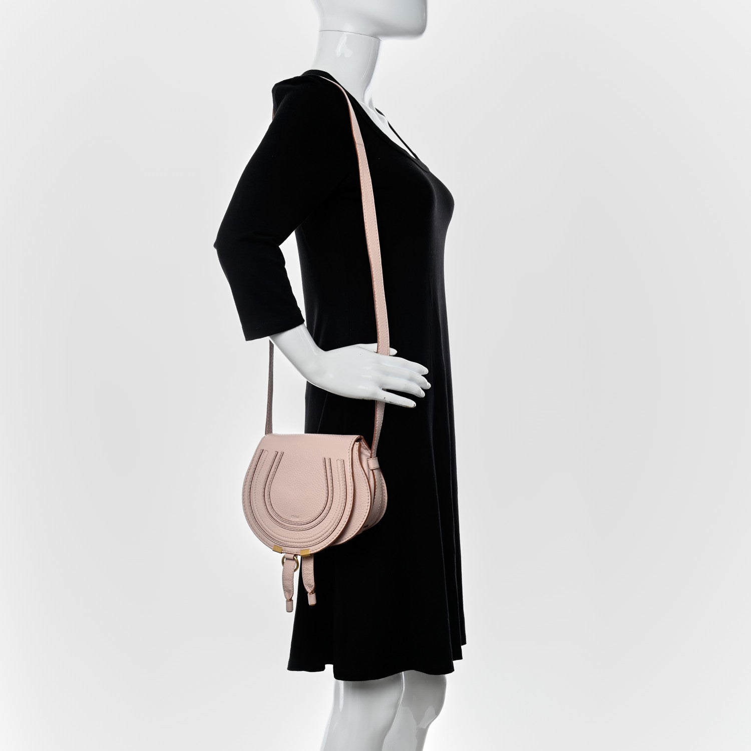 Chloe Calfskin Mini Marcie Round Crossbody Bag Blush Nude 3 of 11