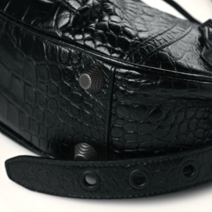 Balenciaga Extra Supple Calfskin Crocodile Embossed Monochrome Small Le Cagole Shoulder Bag Black 10 of 10