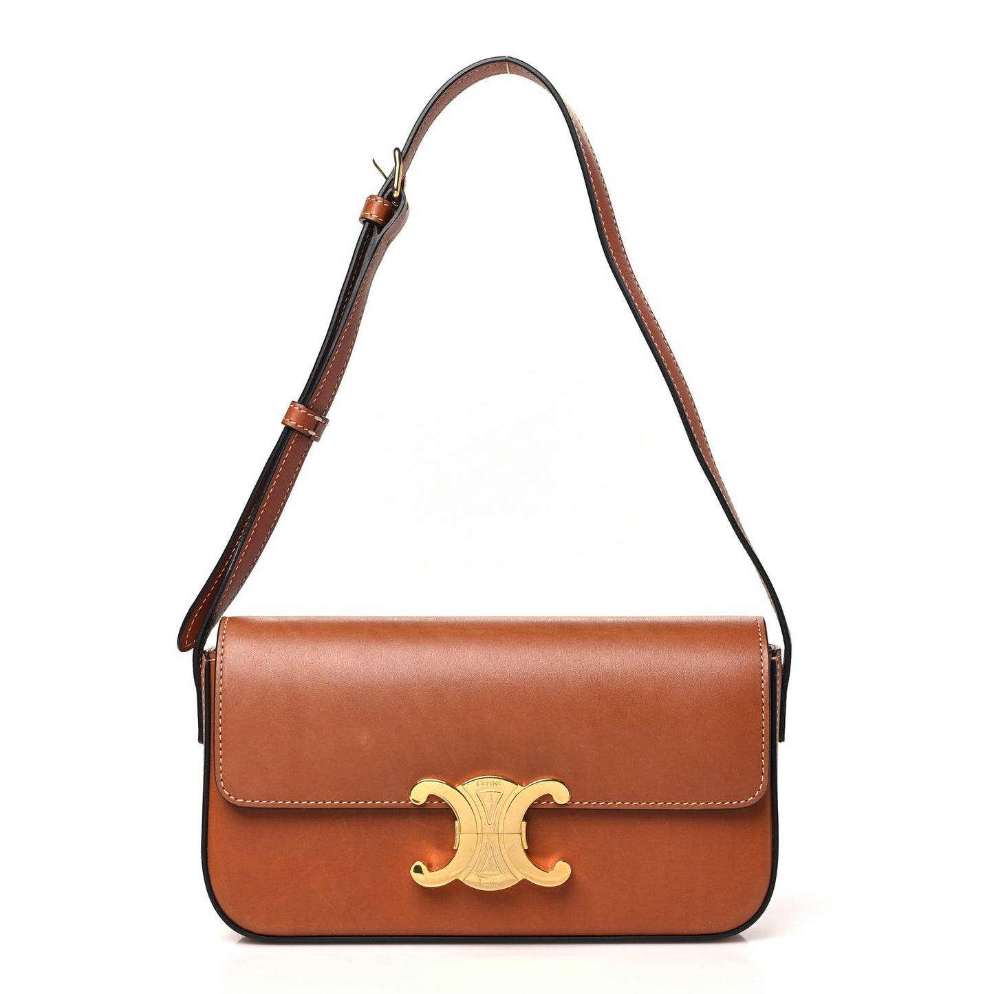 Natural Calfskin Triomphe Shoulder Bag Tan