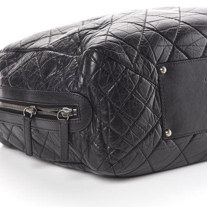 Chanel Aged Calfskin Quilted Large Secret Tag Bowling Bag Black 10 of 13