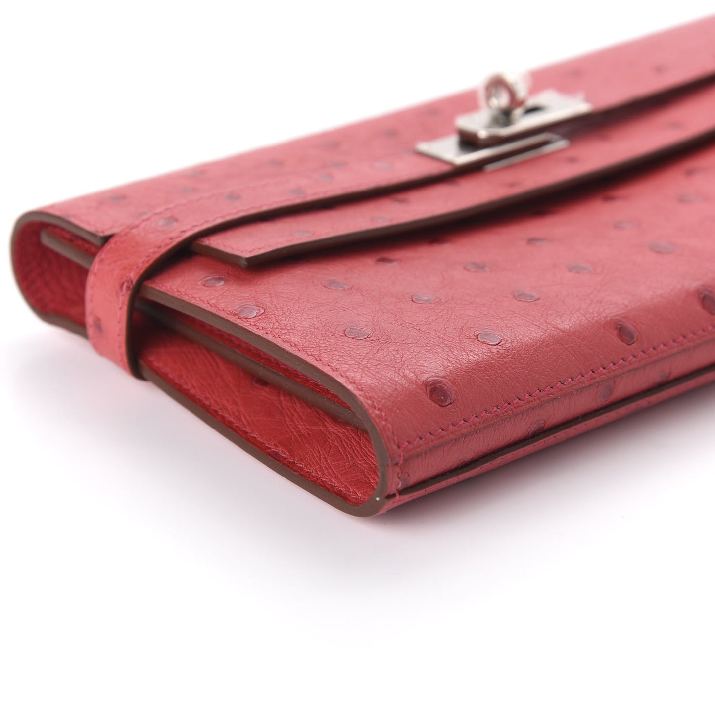 Ostrich Kelly Longue Wallet Bougainvillea