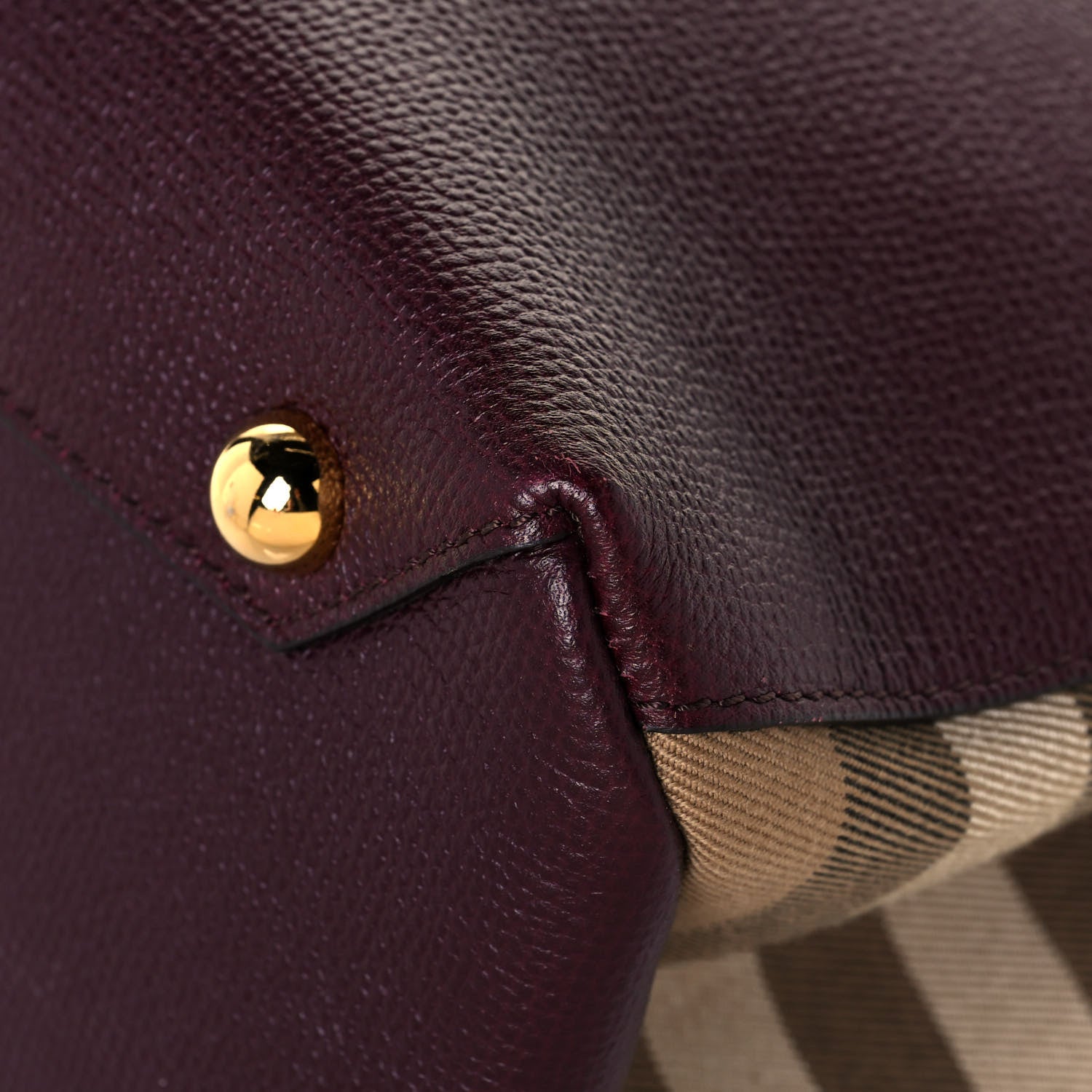 Burberry Grainy Calfskin House Check Medium Banner Tote Mahogany Red 10 of 12