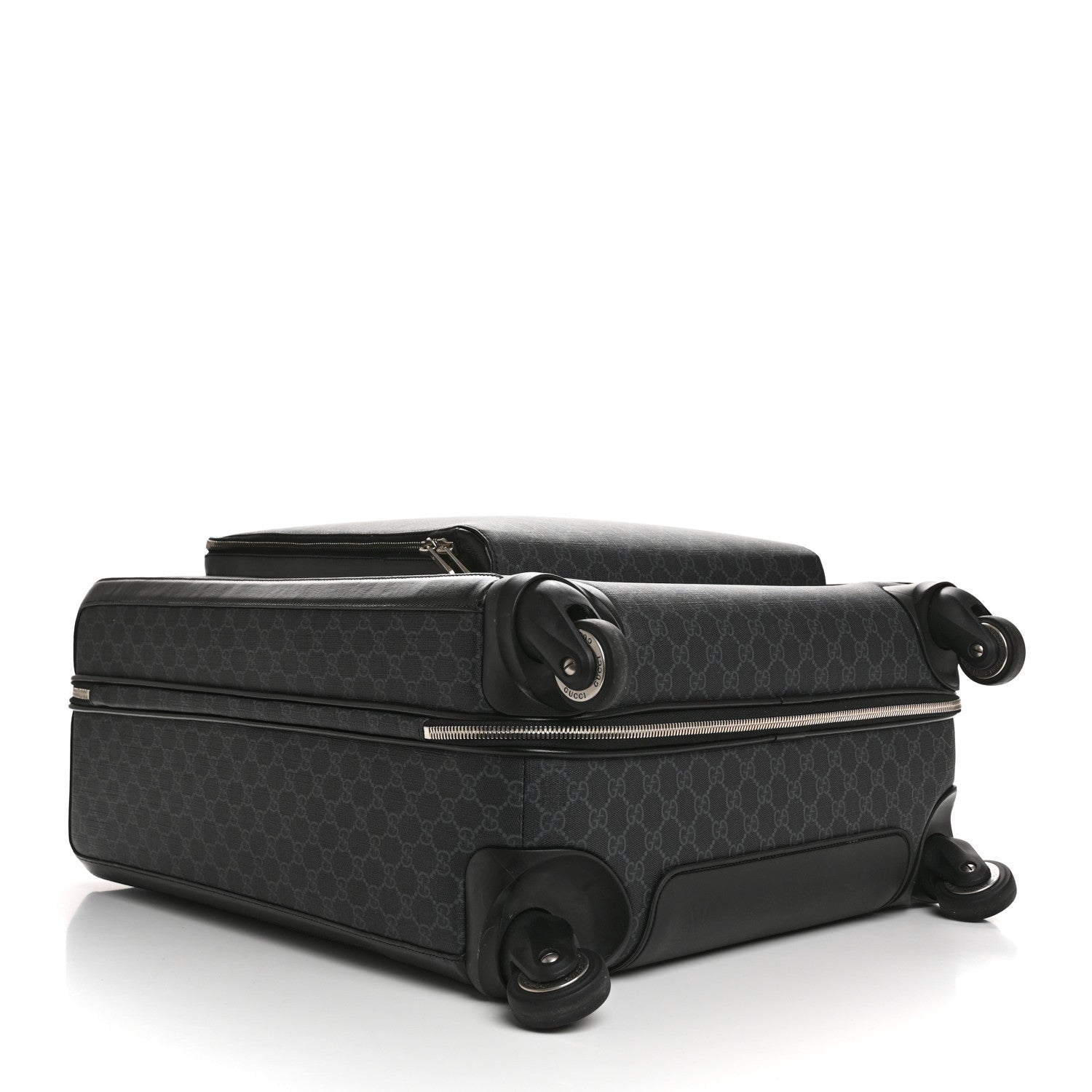 Gucci GG Supreme Monogram Four Wheel Suitcase Black Grey 3 of 11