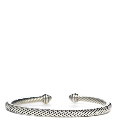 David Yurman Sterling Silver 18K Yellow Gold 4mm Cable Classics Bracelet 3 of 5