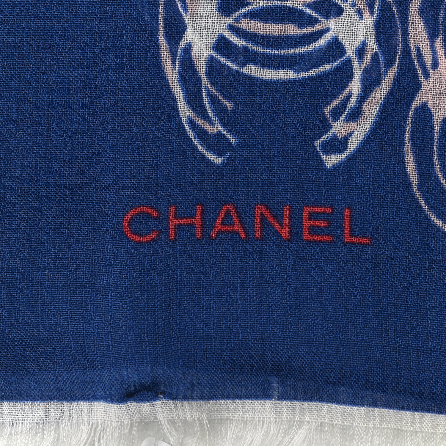 Chanel Cashmere Silk CC Stole Blue 2 of 6
