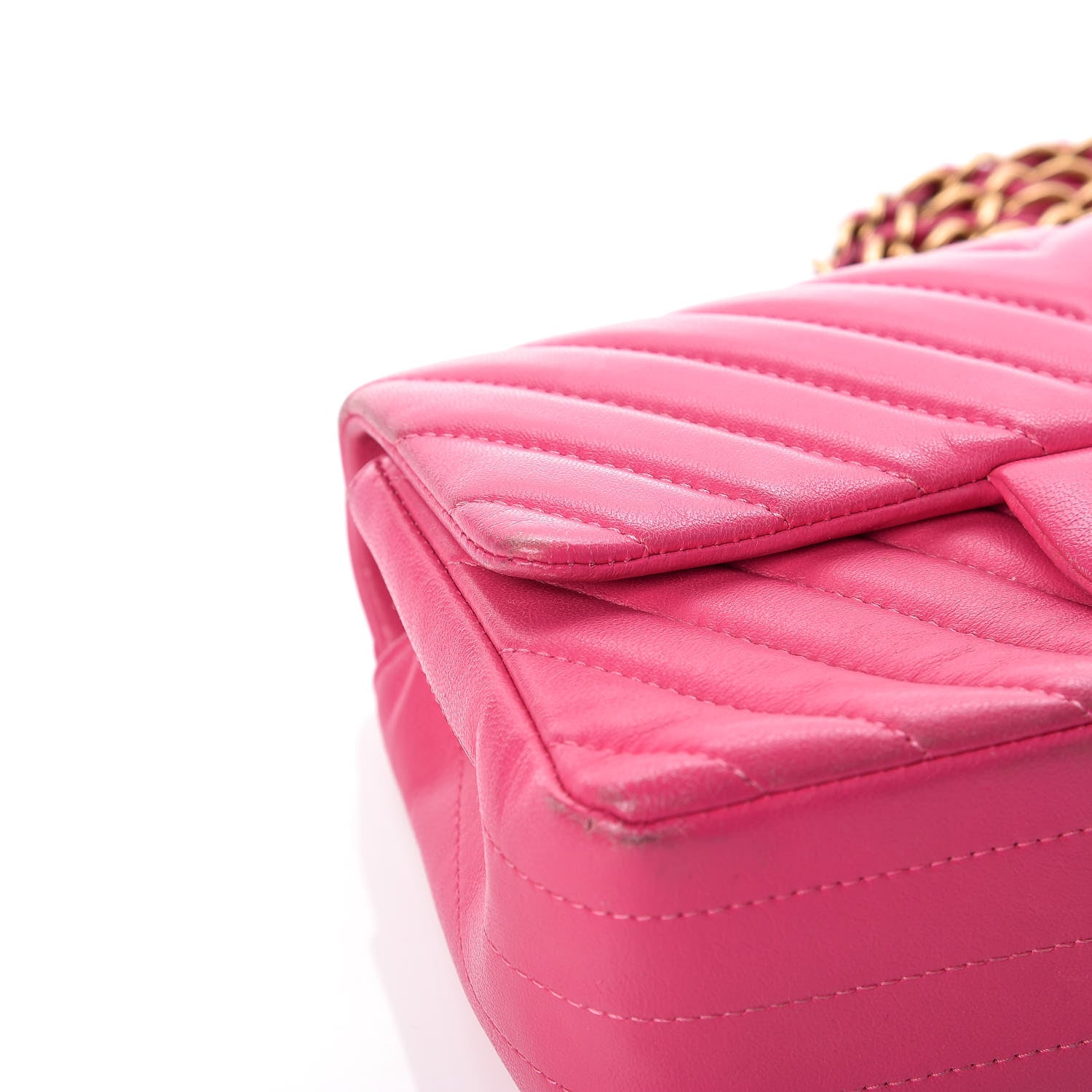 Chanel Lambskin Chevron Quilted Mini Rectangular Flap Fuchsia 17 of 19