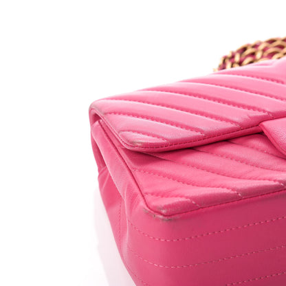Chanel Lambskin Chevron Quilted Mini Rectangular Flap Fuchsia 17 of 19