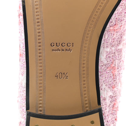 Gucci Wool Tweed Horsebit Womens Jordaan Loafers 40.5 Pink White Perfect Pink 6 of 8