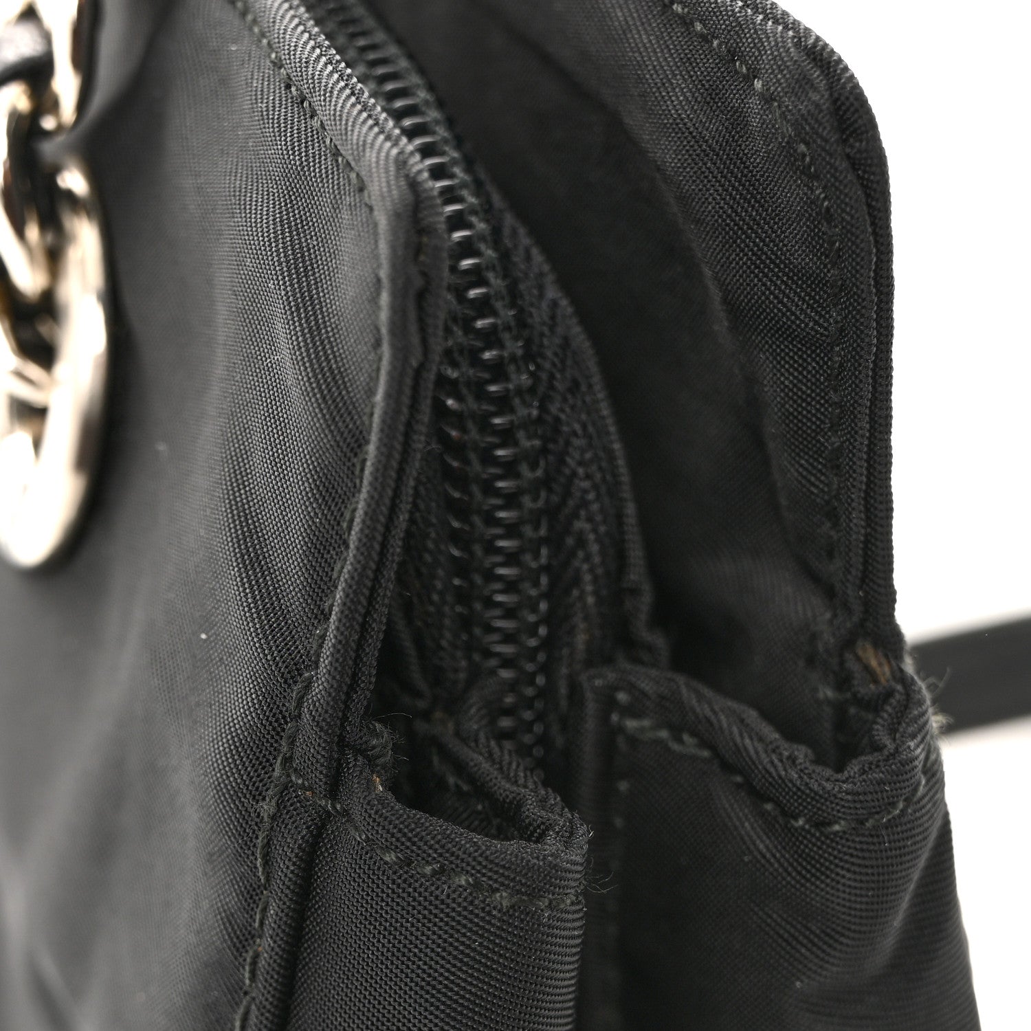 Prada Tessuto Nylon Acciaio Chain Shoulder Bag Black 13 of 15