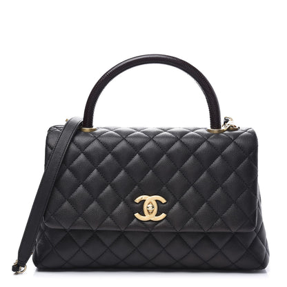 Chanel Caviar Lizard Embossed Quilted Small Coco Handle Flap Black 1 of 10