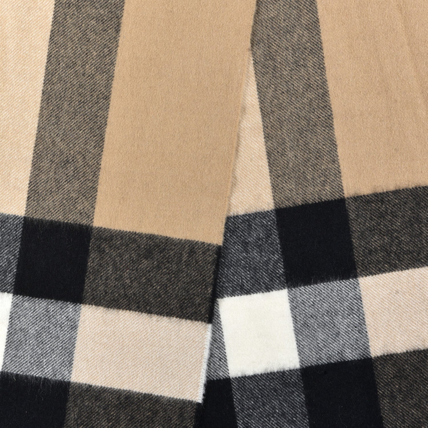 Burberry Cashmere Mega Check Fringe Scarf Camel 3 of 5