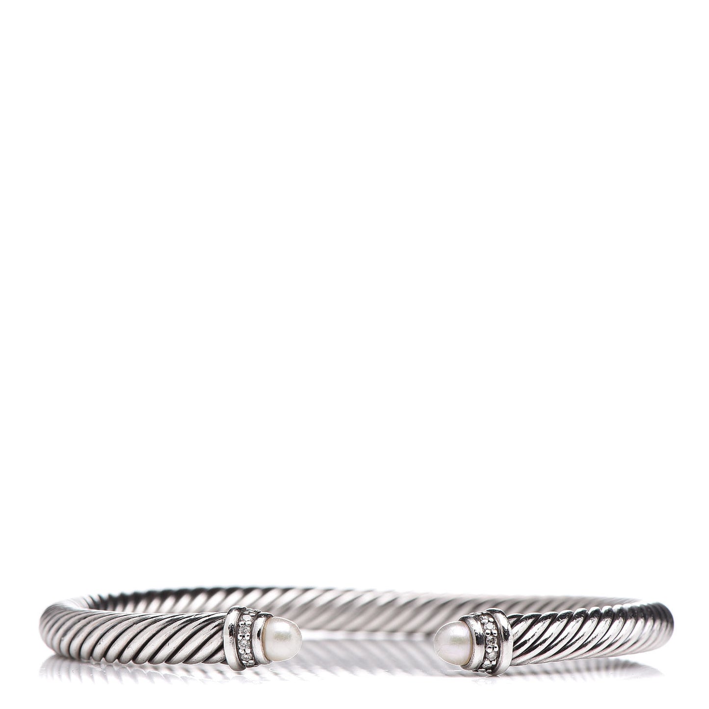 Sterling Silver Diamond Pearl 5mm Cable Classics Bracelet