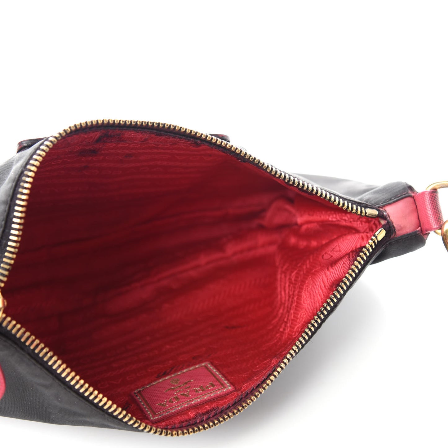 Tessuto Nylon Saffiano Pochette Bag Black Pink
