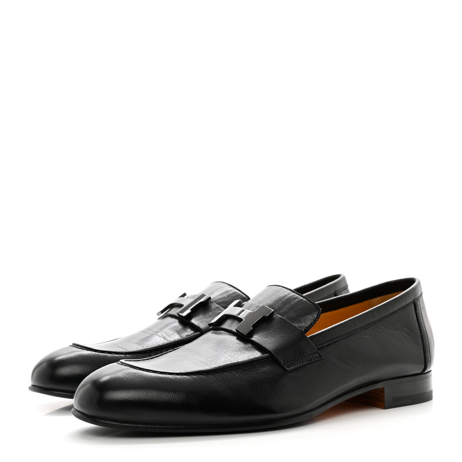 Hermes Goatskin Mens Paris Loafers 40.5 Black 3 of 9