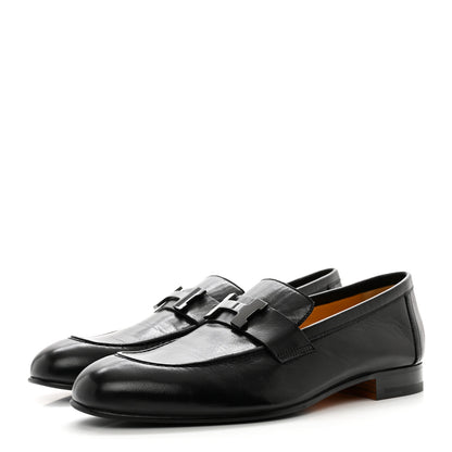 Hermes Goatskin Mens Paris Loafers 40.5 Black 3 of 9